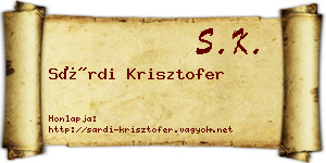 Sárdi Krisztofer névjegykártya